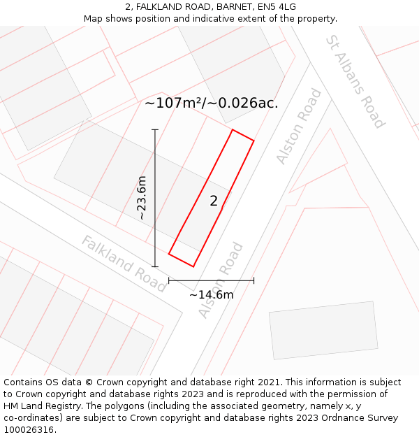 2, FALKLAND ROAD, BARNET, EN5 4LG: Plot and title map