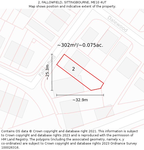 2, FALLOWFIELD, SITTINGBOURNE, ME10 4UT: Plot and title map