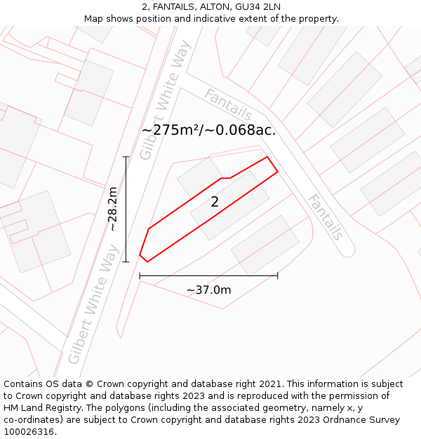 2, FANTAILS, ALTON, GU34 2LN: Plot and title map