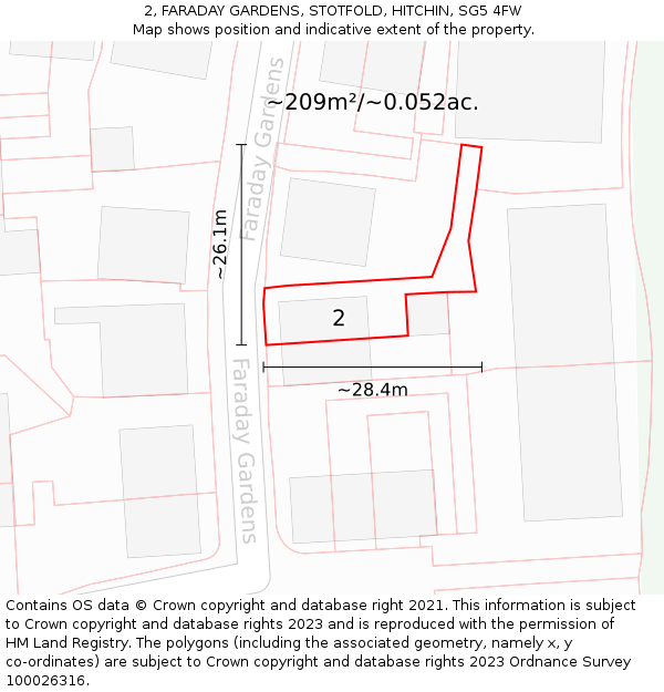 2, FARADAY GARDENS, STOTFOLD, HITCHIN, SG5 4FW: Plot and title map