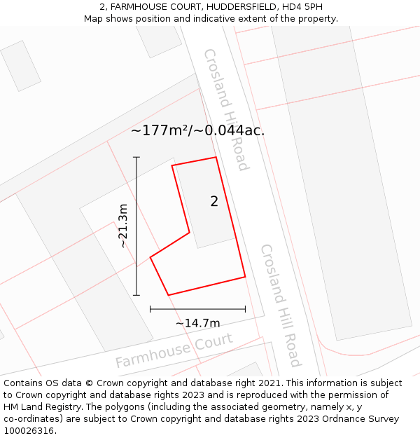 2, FARMHOUSE COURT, HUDDERSFIELD, HD4 5PH: Plot and title map