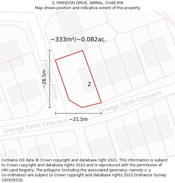 2, FARNDON DRIVE, WIRRAL, CH48 9YA: Plot and title map