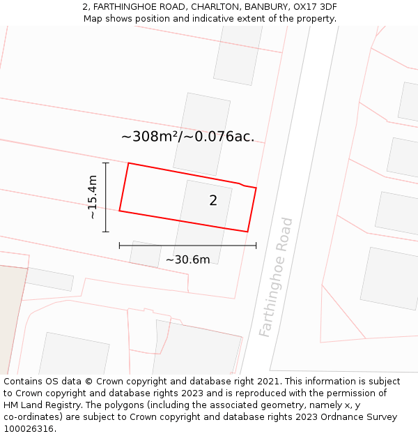 2, FARTHINGHOE ROAD, CHARLTON, BANBURY, OX17 3DF: Plot and title map