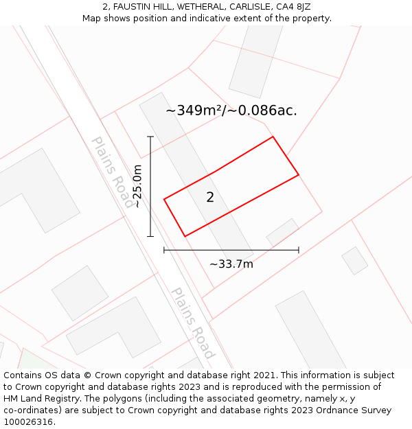 2, FAUSTIN HILL, WETHERAL, CARLISLE, CA4 8JZ: Plot and title map