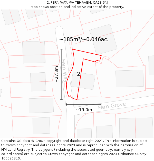 2, FERN WAY, WHITEHAVEN, CA28 6NJ: Plot and title map