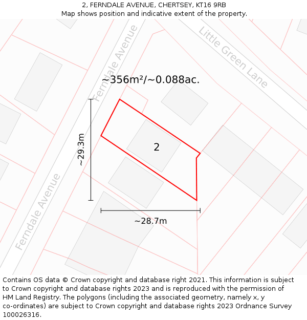 2, FERNDALE AVENUE, CHERTSEY, KT16 9RB: Plot and title map