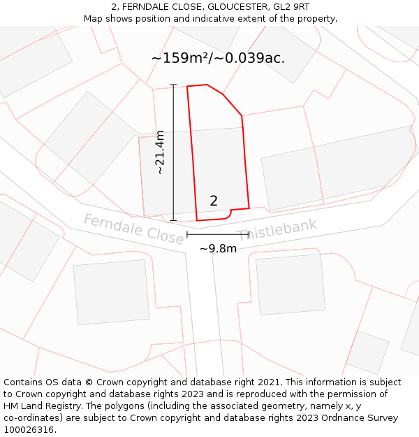 2, FERNDALE CLOSE, GLOUCESTER, GL2 9RT: Plot and title map
