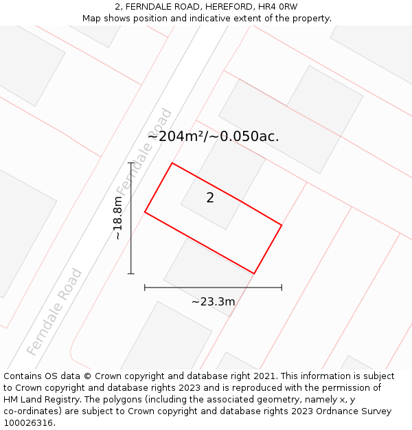 2, FERNDALE ROAD, HEREFORD, HR4 0RW: Plot and title map