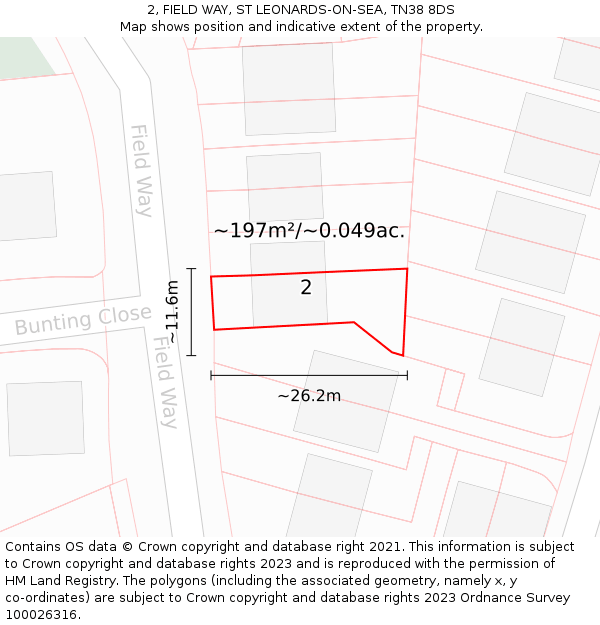2, FIELD WAY, ST LEONARDS-ON-SEA, TN38 8DS: Plot and title map