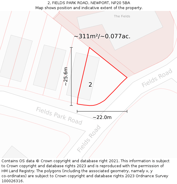 2, FIELDS PARK ROAD, NEWPORT, NP20 5BA: Plot and title map