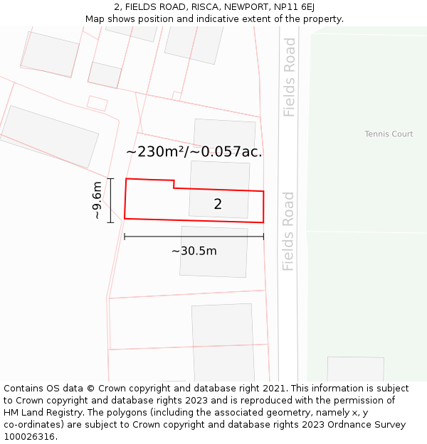 2, FIELDS ROAD, RISCA, NEWPORT, NP11 6EJ: Plot and title map