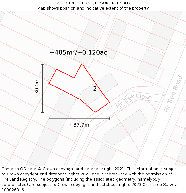 2, FIR TREE CLOSE, EPSOM, KT17 3LD: Plot and title map