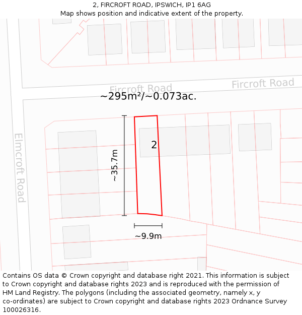 2, FIRCROFT ROAD, IPSWICH, IP1 6AG: Plot and title map