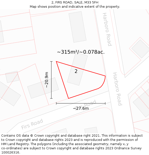 2, FIRS ROAD, SALE, M33 5FH: Plot and title map