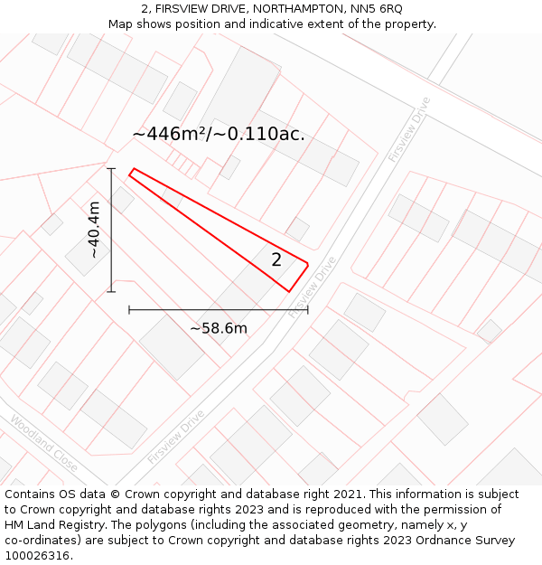 2, FIRSVIEW DRIVE, NORTHAMPTON, NN5 6RQ: Plot and title map