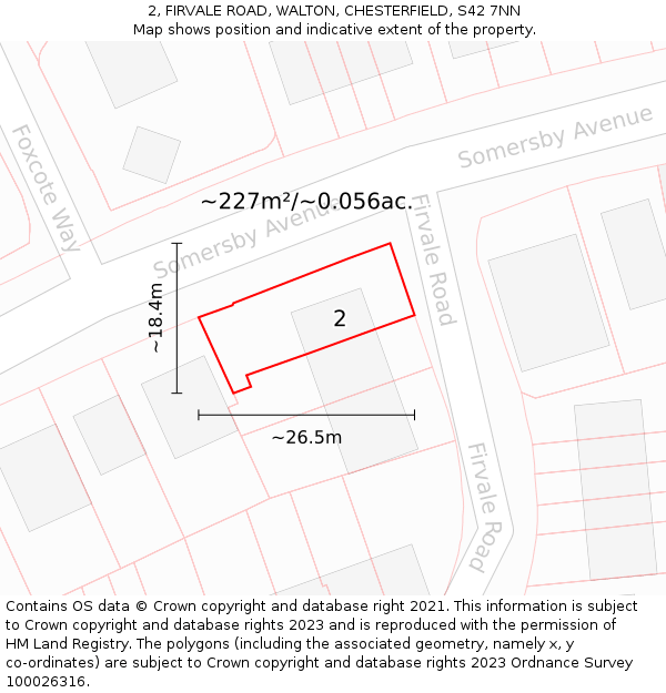 2, FIRVALE ROAD, WALTON, CHESTERFIELD, S42 7NN: Plot and title map