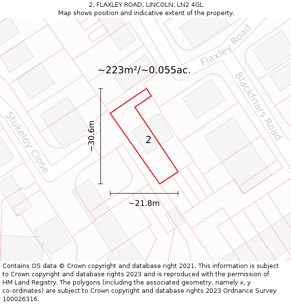 2, FLAXLEY ROAD, LINCOLN, LN2 4GL: Plot and title map