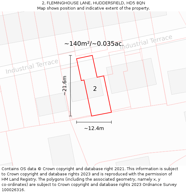2, FLEMINGHOUSE LANE, HUDDERSFIELD, HD5 8QN: Plot and title map