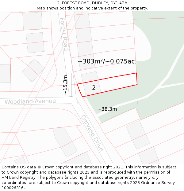 2, FOREST ROAD, DUDLEY, DY1 4BA: Plot and title map