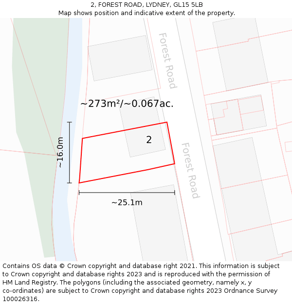 2, FOREST ROAD, LYDNEY, GL15 5LB: Plot and title map