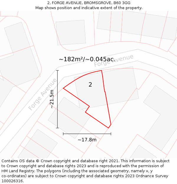2, FORGE AVENUE, BROMSGROVE, B60 3GG: Plot and title map
