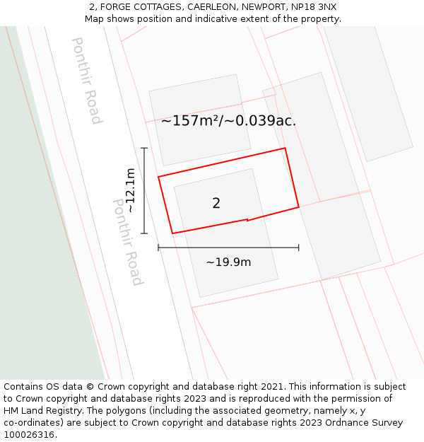 2, FORGE COTTAGES, CAERLEON, NEWPORT, NP18 3NX: Plot and title map