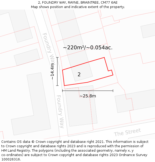 2, FOUNDRY WAY, RAYNE, BRAINTREE, CM77 6AE: Plot and title map