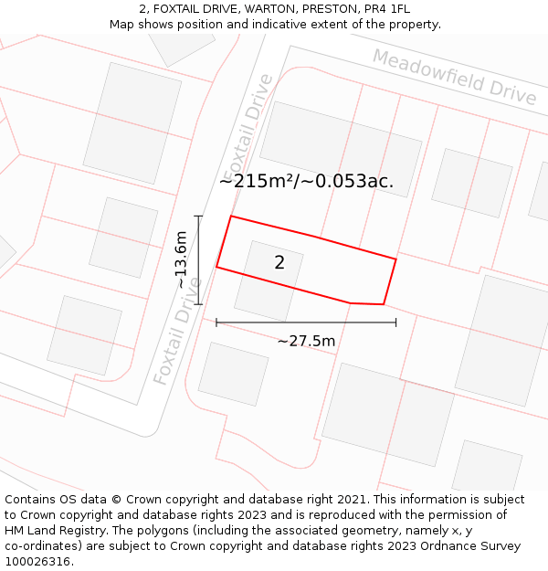 2, FOXTAIL DRIVE, WARTON, PRESTON, PR4 1FL: Plot and title map