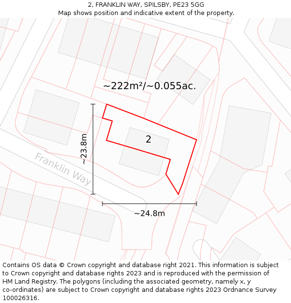 2, FRANKLIN WAY, SPILSBY, PE23 5GG: Plot and title map