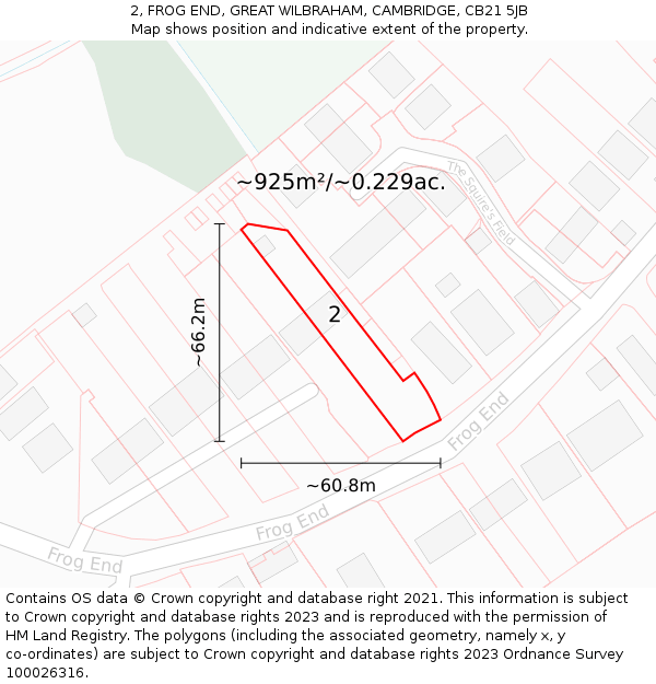 2, FROG END, GREAT WILBRAHAM, CAMBRIDGE, CB21 5JB: Plot and title map