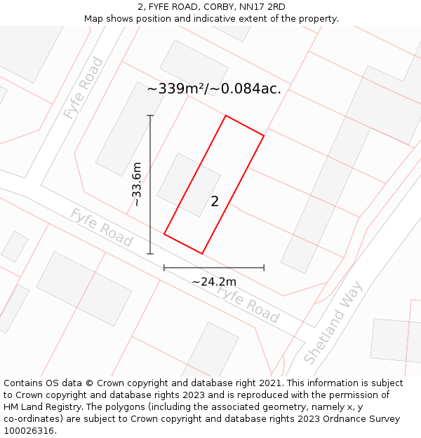 2, FYFE ROAD, CORBY, NN17 2RD: Plot and title map