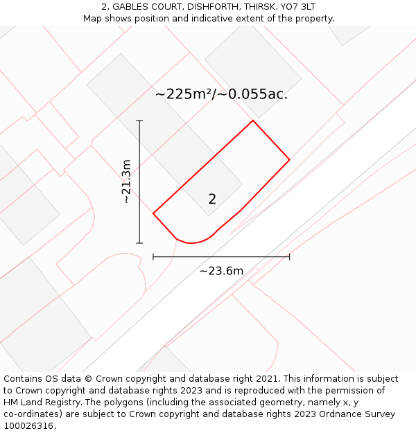 2, GABLES COURT, DISHFORTH, THIRSK, YO7 3LT: Plot and title map