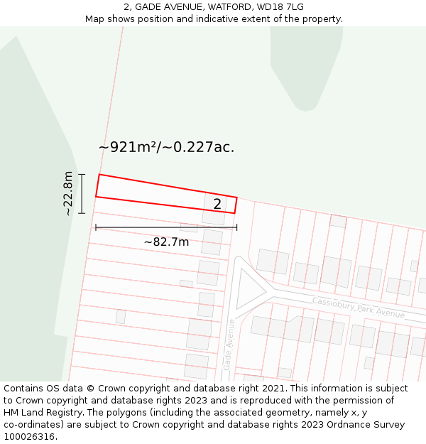 2, GADE AVENUE, WATFORD, WD18 7LG: Plot and title map