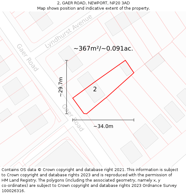 2, GAER ROAD, NEWPORT, NP20 3AD: Plot and title map