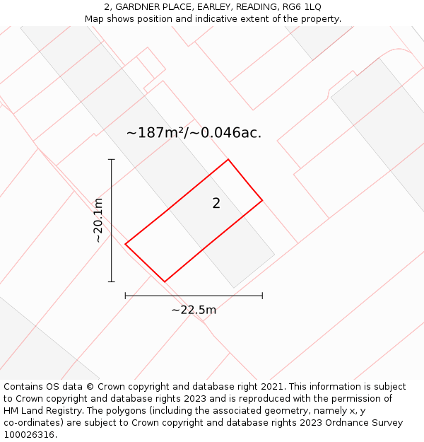 2, GARDNER PLACE, EARLEY, READING, RG6 1LQ: Plot and title map