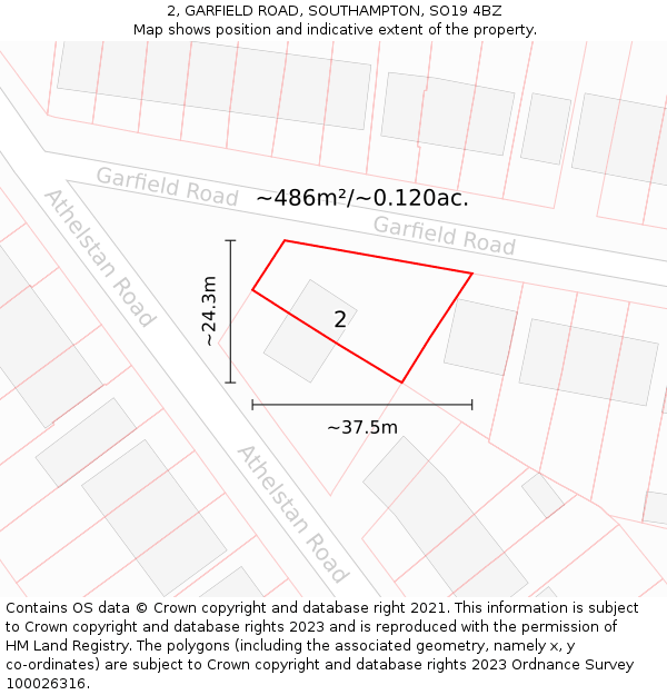 2, GARFIELD ROAD, SOUTHAMPTON, SO19 4BZ: Plot and title map