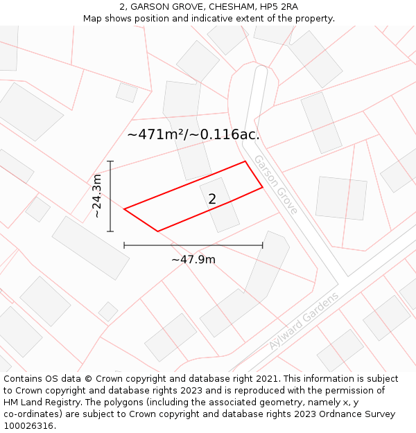 2, GARSON GROVE, CHESHAM, HP5 2RA: Plot and title map