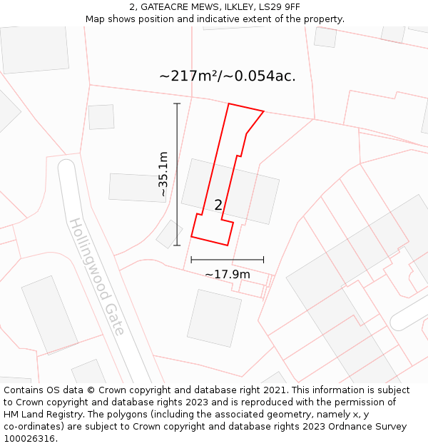 2, GATEACRE MEWS, ILKLEY, LS29 9FF: Plot and title map