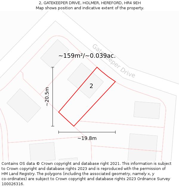 2, GATEKEEPER DRIVE, HOLMER, HEREFORD, HR4 9EH: Plot and title map