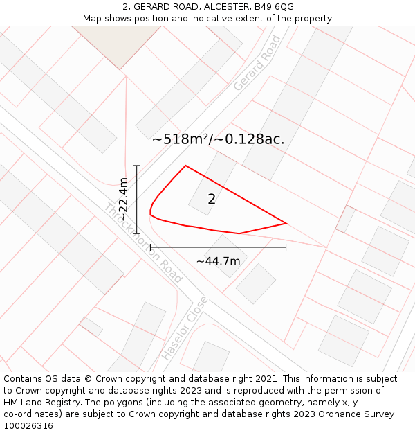 2, GERARD ROAD, ALCESTER, B49 6QG: Plot and title map