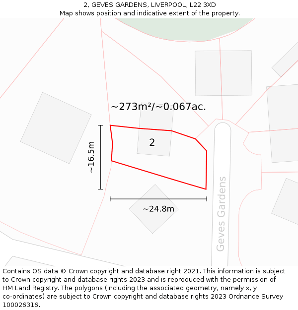 2, GEVES GARDENS, LIVERPOOL, L22 3XD: Plot and title map