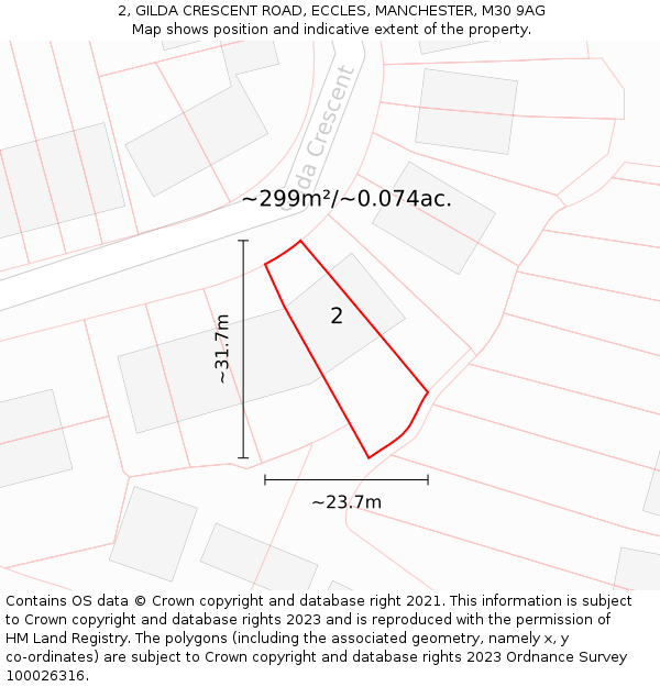 2, GILDA CRESCENT ROAD, ECCLES, MANCHESTER, M30 9AG: Plot and title map