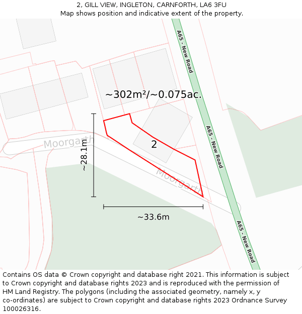 2, GILL VIEW, INGLETON, CARNFORTH, LA6 3FU: Plot and title map