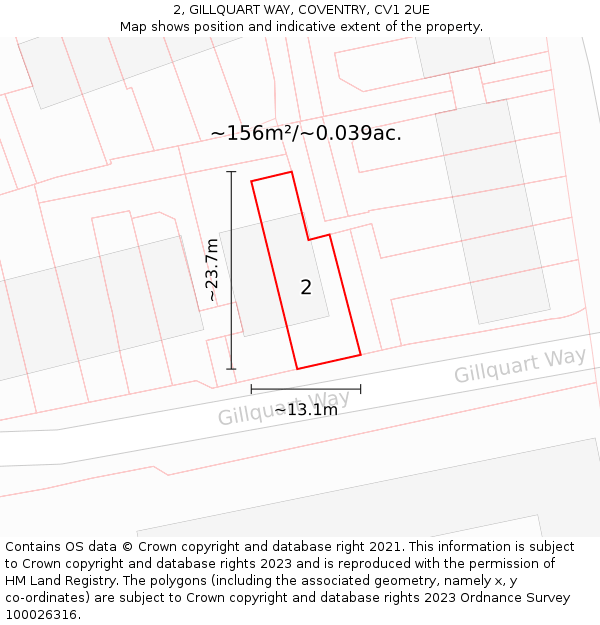 2, GILLQUART WAY, COVENTRY, CV1 2UE: Plot and title map