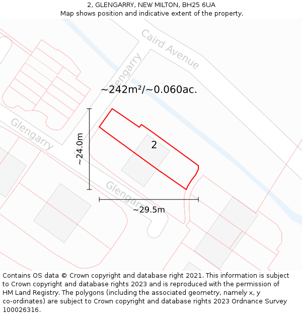 2, GLENGARRY, NEW MILTON, BH25 6UA: Plot and title map