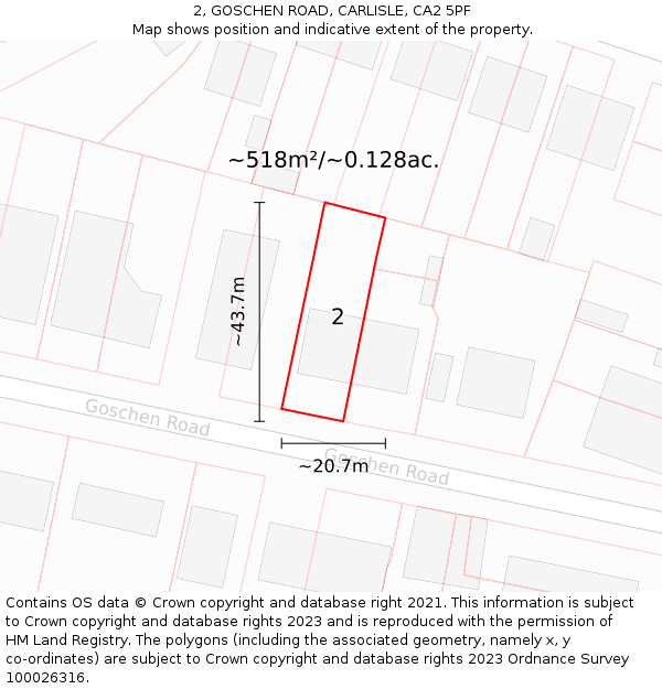 2, GOSCHEN ROAD, CARLISLE, CA2 5PF: Plot and title map