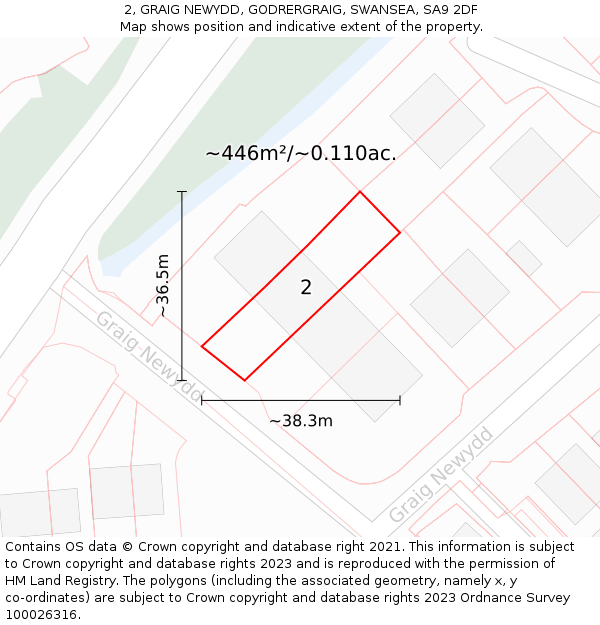 2, GRAIG NEWYDD, GODRERGRAIG, SWANSEA, SA9 2DF: Plot and title map