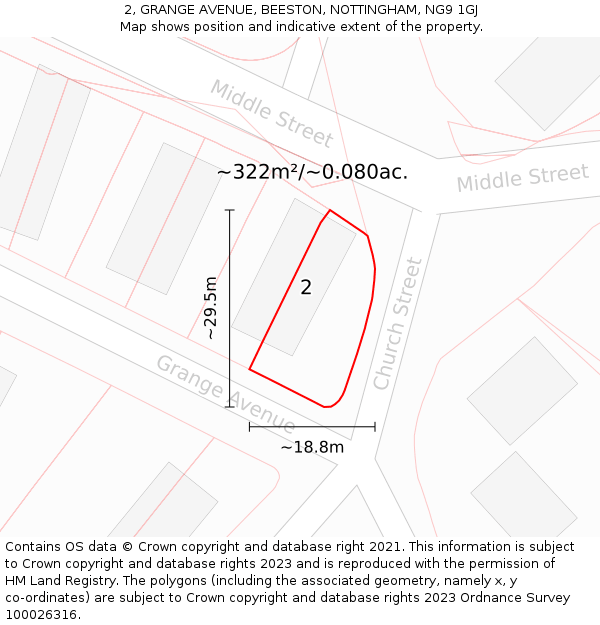 2, GRANGE AVENUE, BEESTON, NOTTINGHAM, NG9 1GJ: Plot and title map