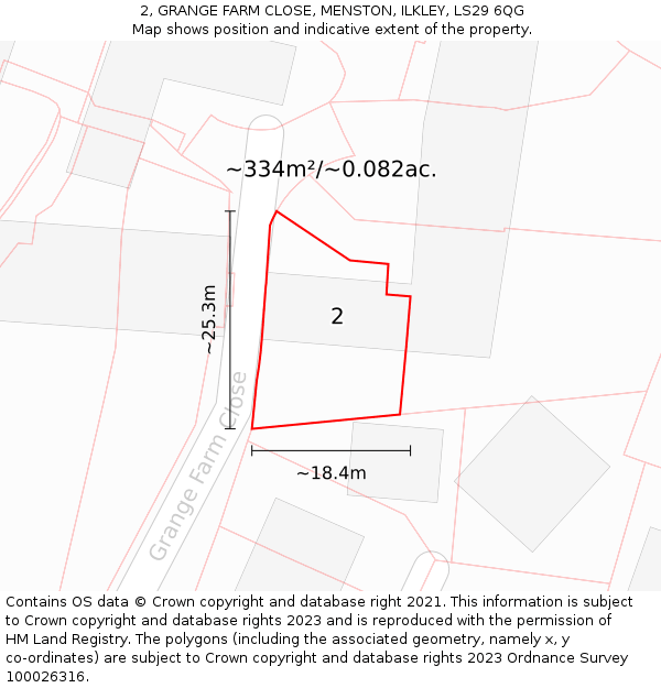 2, GRANGE FARM CLOSE, MENSTON, ILKLEY, LS29 6QG: Plot and title map