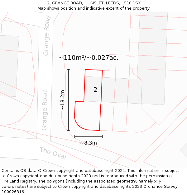 2, GRANGE ROAD, HUNSLET, LEEDS, LS10 1SX: Plot and title map